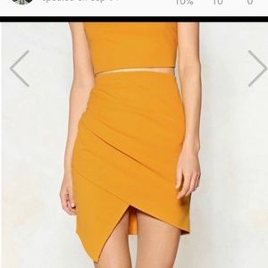 Nasty Gal Mustard Asymmetrical Skirt